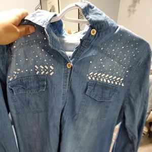Denim collared shirt